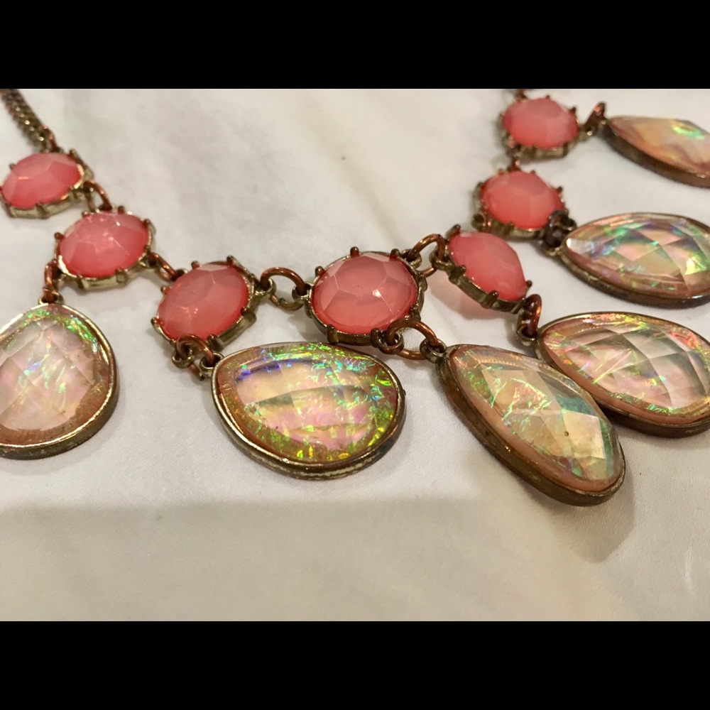 Pink and yellow gold bobble necklace & earrings!